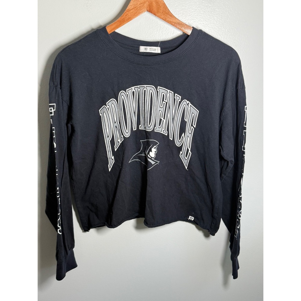 47 Brand Providence Friars Cropped Long Sleeve T-Shirt Black Womens Medium